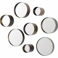 Homeroots Metal Wall Mirrors, Brown - Set of 8 376403